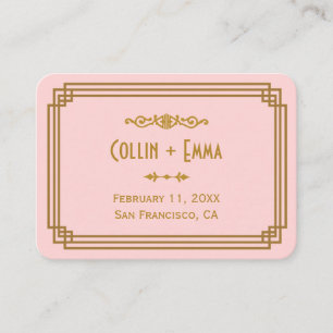 Simple Pink Art Deco Wedding Place Cards