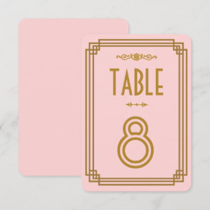Simple Pink Art Deco Wedding Table Numbers