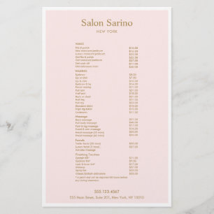 Simple Pink Beauty Salon Service Menu