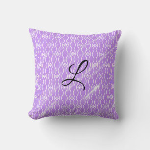 Simple pink black watercolor add your monogram throw pillow