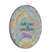 Simple pink blue orange yellow abstract add name t dartboard (Front Left)