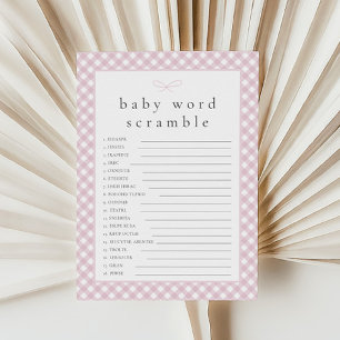 Simple Pink Bow Baby Word Scramble Game Card