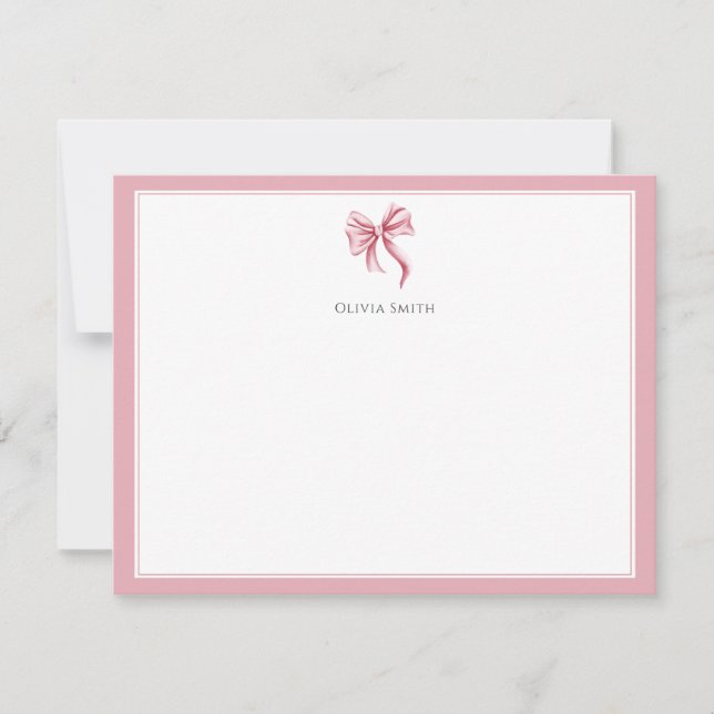 Simple Pink Bow Coquette Personalized Card (Front)