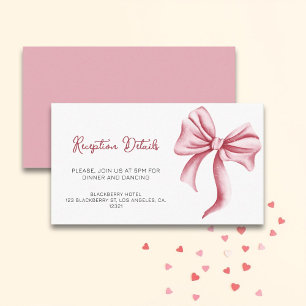 Simple Pink Bow Quinceanera Reception Details Enclosure Card