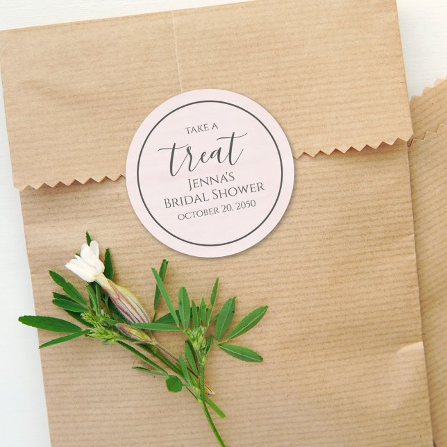 Simple Pink Bridal Shower Calligraphy Watercolor  Classic Round Sticker (Creator Uploaded)