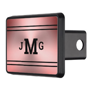 Simple Pink Brushed Metal Look and Black Monogram Trailer Hitch Cover