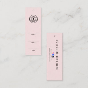 Simple Pink Business Logo Clothing Price Hang Tag