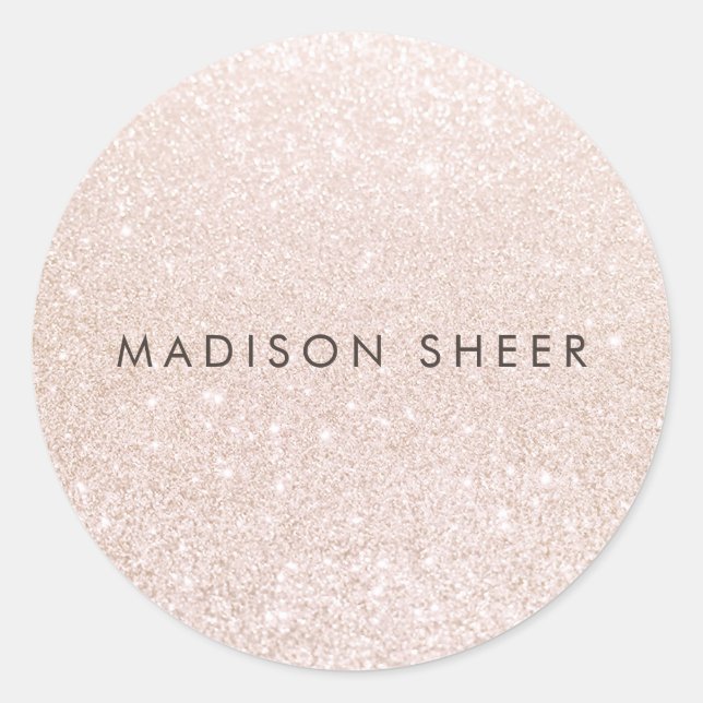 Simple Pink Champagne Glitter Classic Round Sticker (Front)