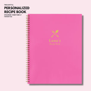 Simple Pink Cooking Journal Notebook with Cutlery