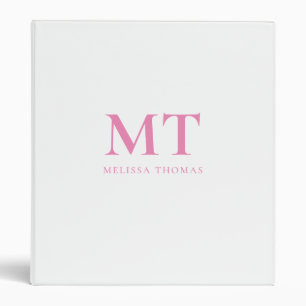 Simple Pink Elegant Monogram Binder