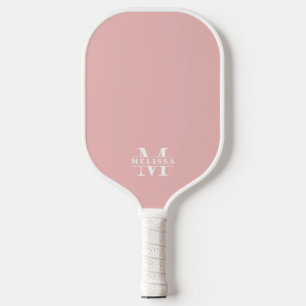 Simple Pink Elegant Monogram Pickleball Paddle
