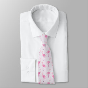 Simple Pink Flamingo Pattern Tie