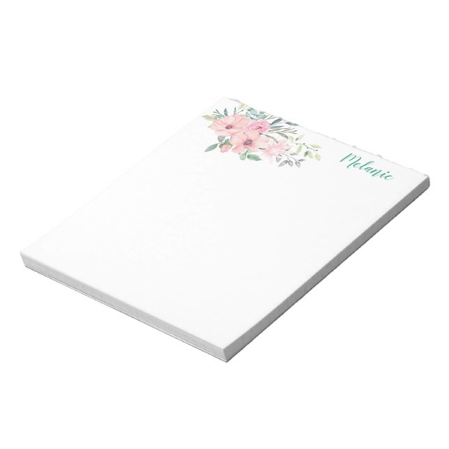 Simple Pink Floral and Botanicals Arrangement  Notepad (Rotated)