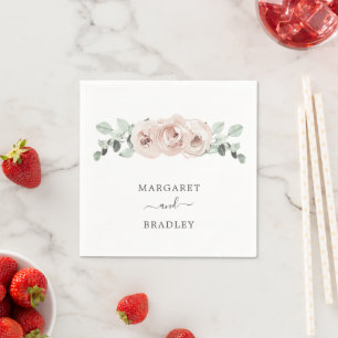 Simple Pink Floral Dusty Rose Elegant Wedding Napkin