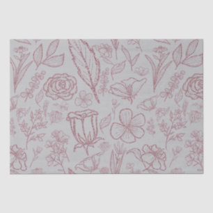 Simple Pink Floral on Grey Tissue Paper