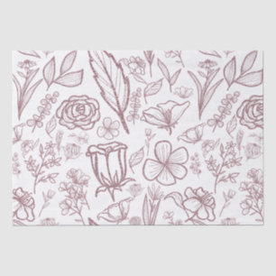 Simple Pink Floral on White   Tissue Paper