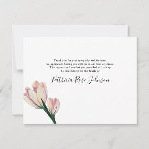 Simple Pink Flowers Funeral Memorial Thank You