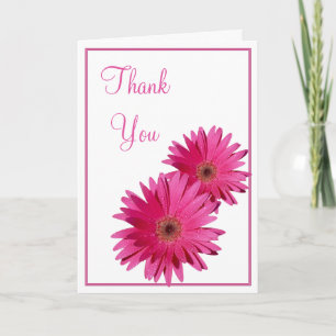 Simple Pink Gerbera Daisy Wedding Thank You Card