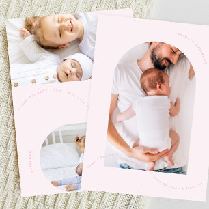 simple pink girl arch photo collage baby birth announcement