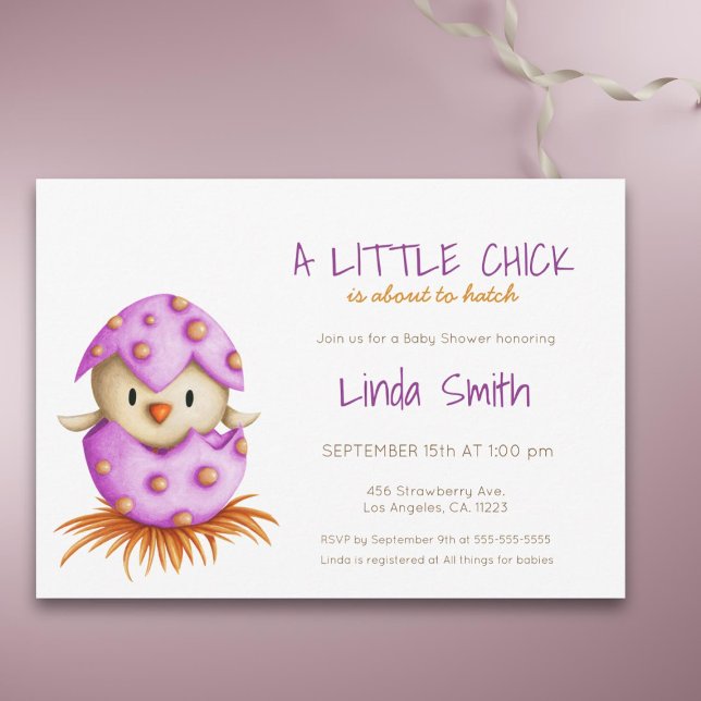 Simple Pink Girl Baby Bird Hatching Baby Shower Invitation (Creator Uploaded)