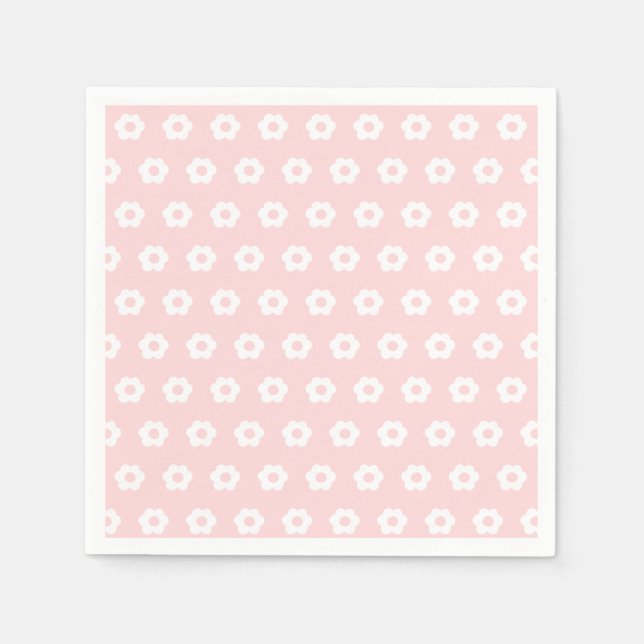 Simple Pink Girly Pretty Floral Pattern Napkin (Front)