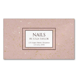 Simple Pink Glitter Nail Salon Manicurist Pastel Magnetic Business Card