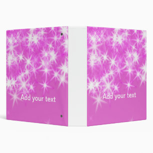 Simple pink glitter sparkle stars add your text t binder