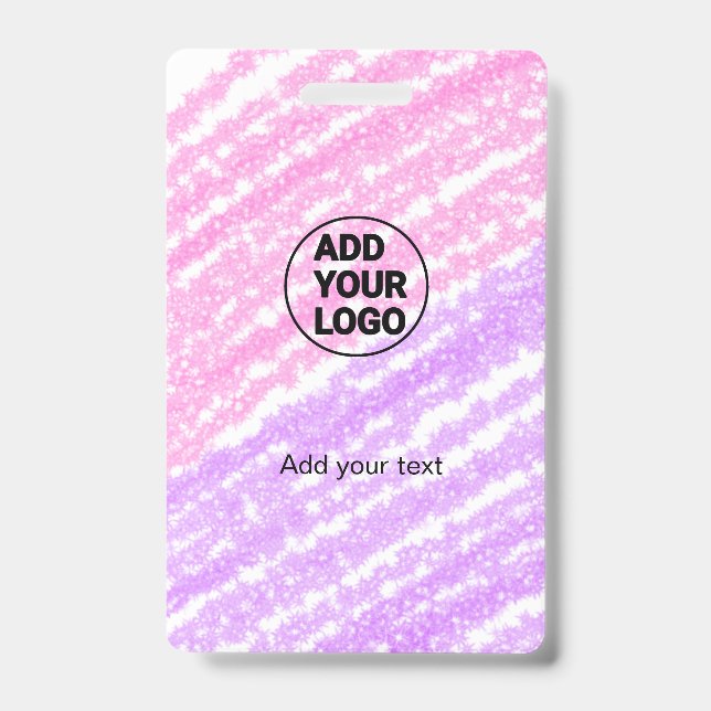 Simple pink glitter texture sparkle add logo text  badge (Front)