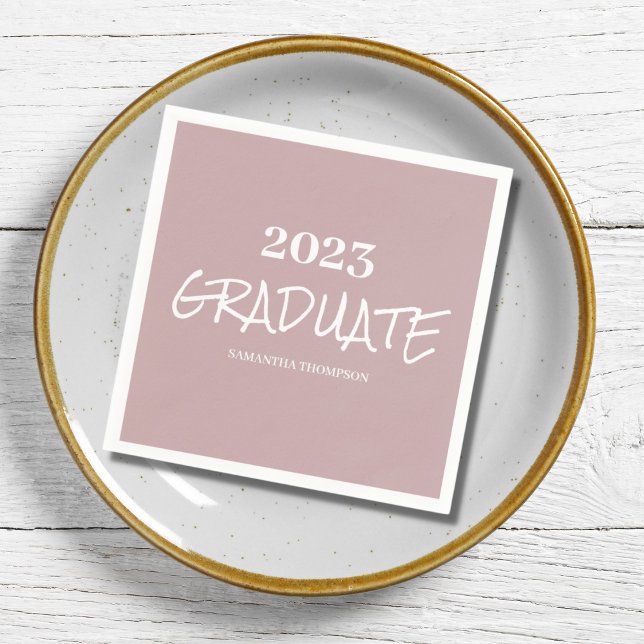 Simple Pink Graduation Paper Napkin (Creator Uploaded)