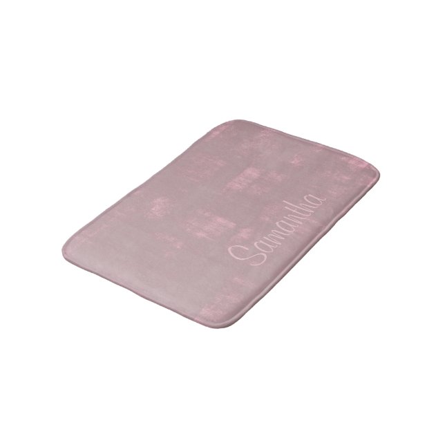 Simple Pink Grey Mallow Abstract Your Name Bath Mat (Angled)