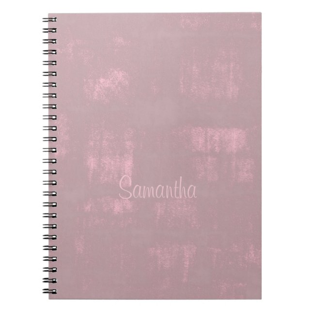 Simple Pink Grey Mallow Abstract Your Name Notebook (Front)