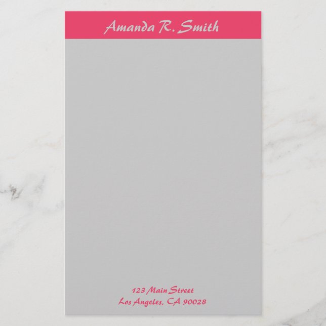 Simple Pink grey Stationery (Front)
