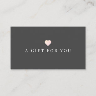 Simple Pink Heart Dark Grey Gift Certificate