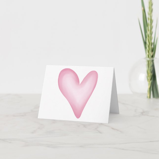 Simple Pink Heart Design BLANK  Card (Front)