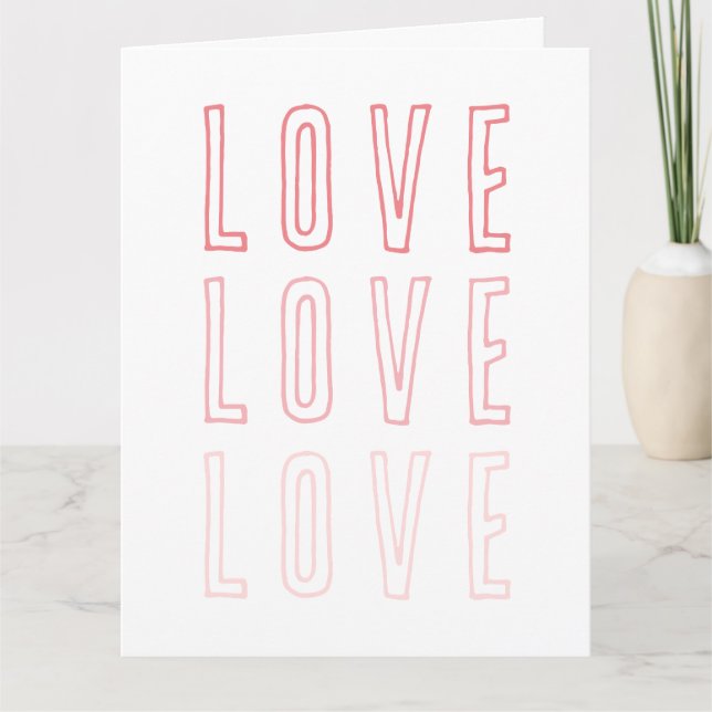 Simple Pink Love Love Love Valentine's Photo Card (Front)