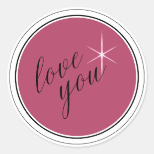 Simple Pink Love You Shine Classic Round Sticker