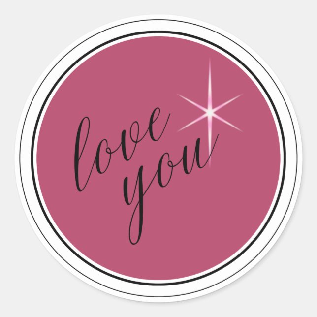 Simple Pink Love You Shine Classic Round Sticker (Front)