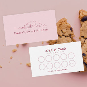 Simple Pink Made with Love Bakery Rewards Loyalty Business Card