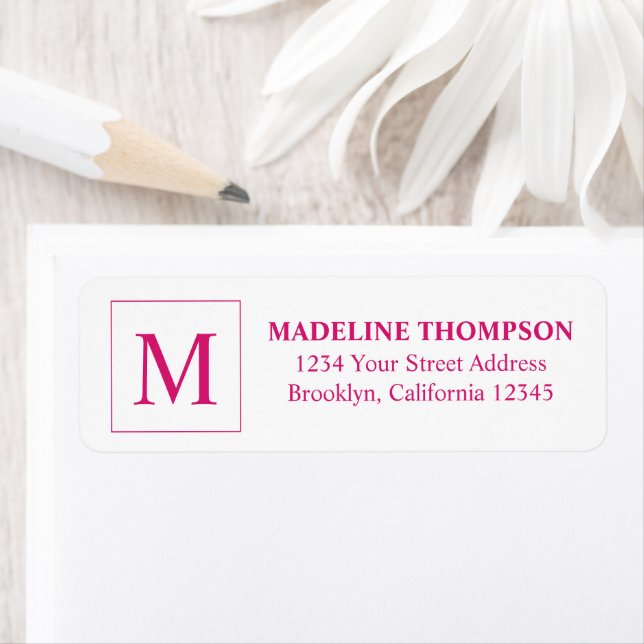 Simple Pink Magenta Square Border Monogram (Insitu)