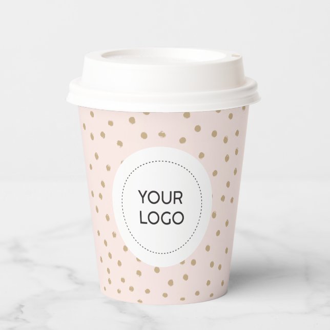 Simple Pink Minimal Business Logo Custom Paper Cup (Front)