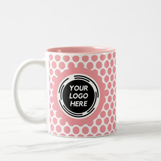 Simple Pink Minimal Business Logo Custom Two-Tone Coffee Mug (Left)