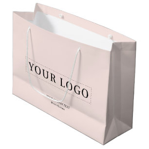 Simple Pink Minimal Business Logo Shopping Bags