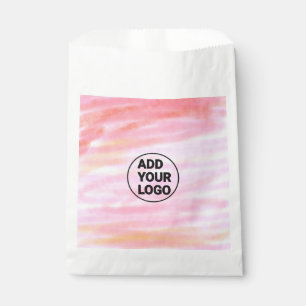 Simple pink minimal watercolor add logo company te favour bag