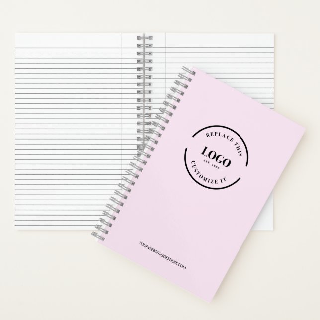 Simple Pink Minimalist Custom Logo Branded Notebook (Inside)