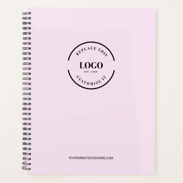 Simple Pink Minimalist Custom Logo Branded Planner (Front)