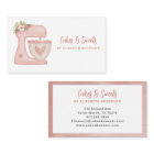 Simple Pink Mixer Floral Cake Bakery Business Card