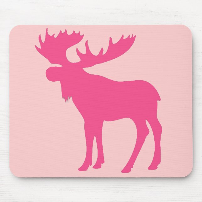 Simple pink moose symbol mouse pad (Front)