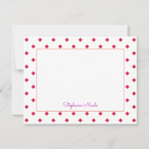 Simple Pink Orange Diamond Polka Dot Personalized Card