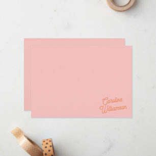 Simple Pink Orange Script Personalized Stationery  Card