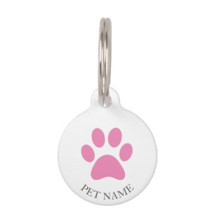 Simple Pink Pet Paw with Name Tag
